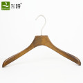 Men clothing store flat hook wood clothes hanger custom logo